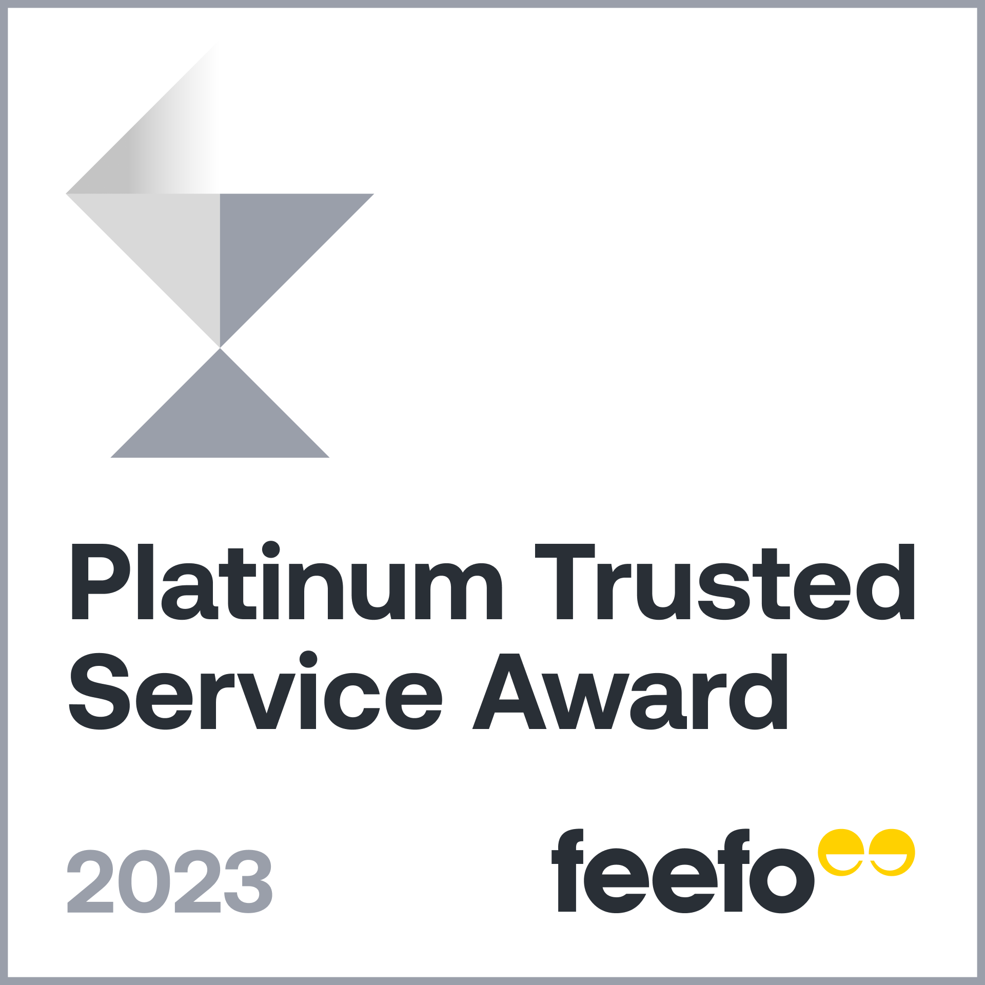Feefo platinum trusted service award 2023